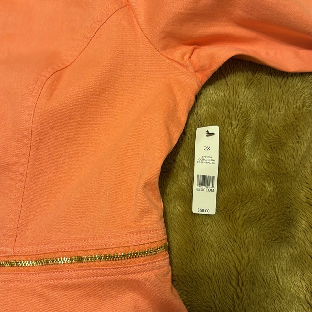 NWT New Directions Peach Open Front Size 2X Jacket With Gold Hardware No Pockets - Picture 2 of 10